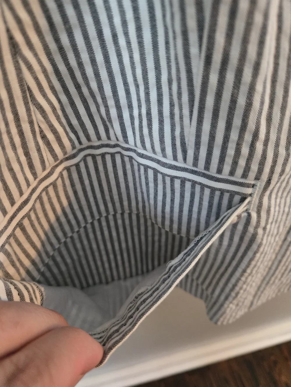 J. Jill Seersucker Blazer Jacket Large Gray White Pinstripe Striped One Button